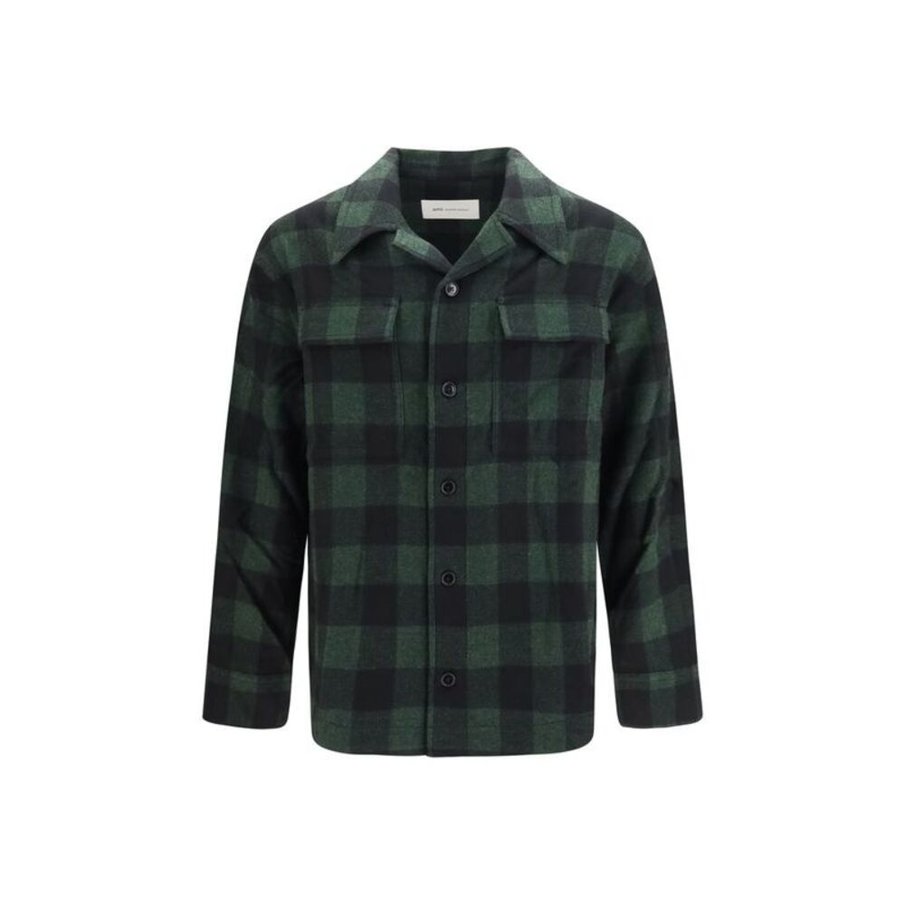 Ami Paris Bicolor Wool Oves Aries Pattern Men's Shirt